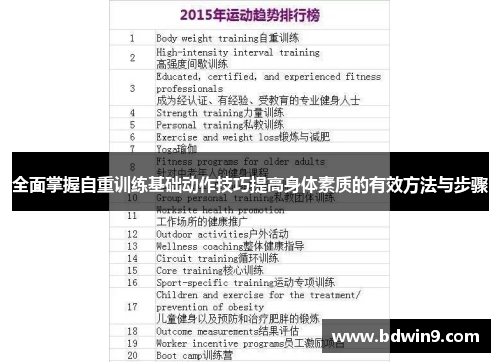 全面掌握自重训练基础动作技巧提高身体素质的有效方法与步骤